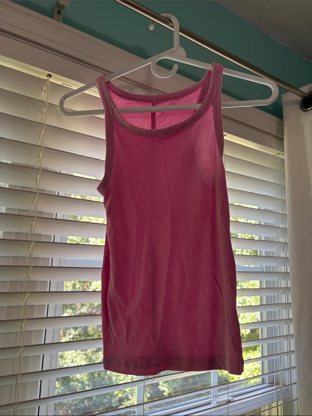 aerie Pink Ribbed Scoop Tank Top